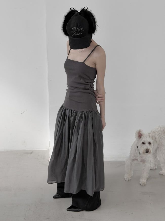 mnem（ムネム）の「Melt Mix Chiffon Strap One Piece（Dresses）」
