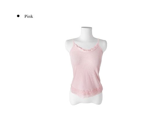 Chican Lace Frill Ribbed Slim Sleeveless