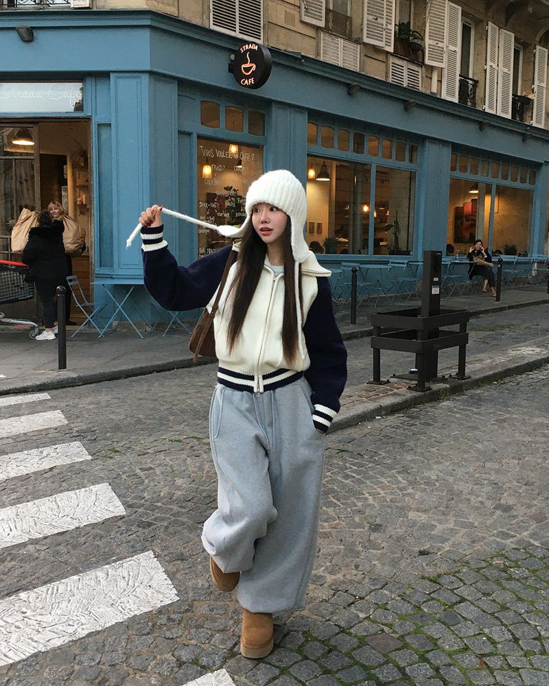 [ORIGINAL] Tard Color-Block Raglan Knit Zip-Up