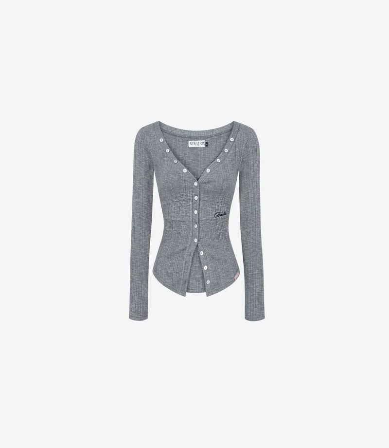 Ria Neck Button Knit Top