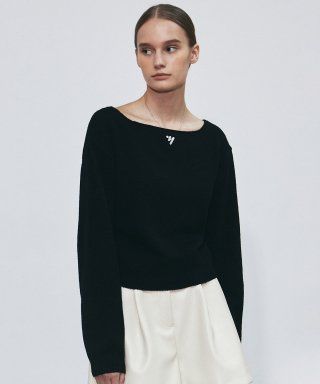 MINIMAL NNC BOAT NECK KNIT_BLACK