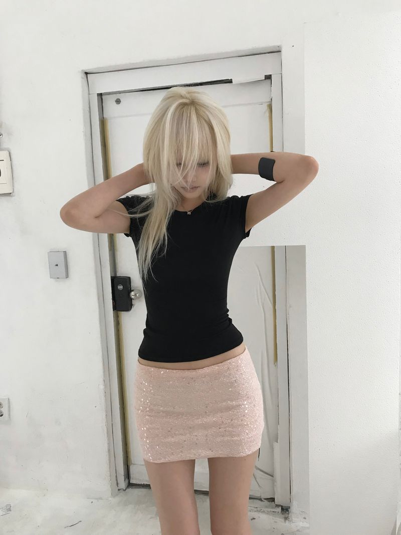 SPARKLE MINI SKIRT(PINK)