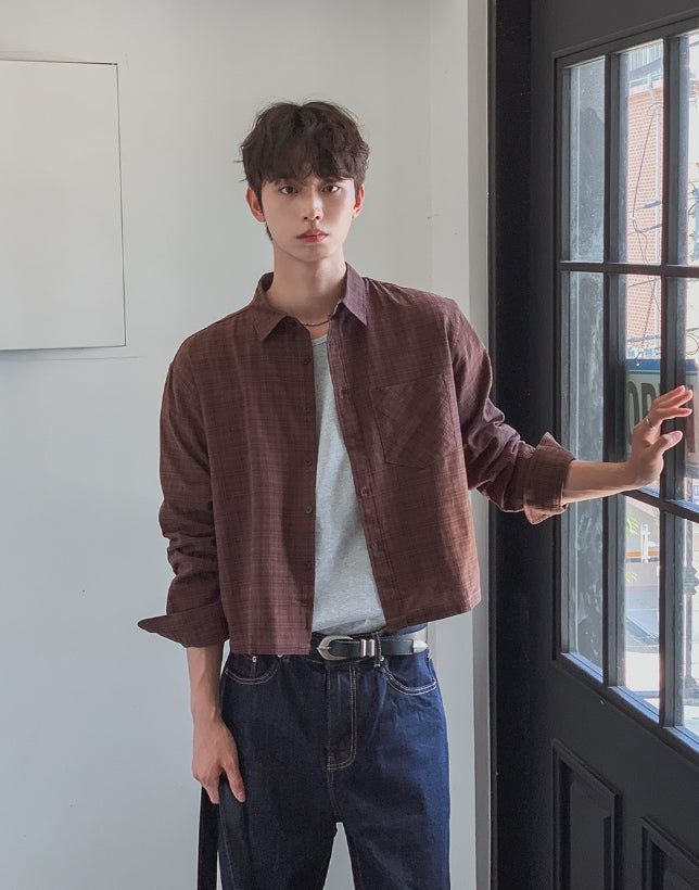 Roozen Check Pocket Long Sleeve Shirt
