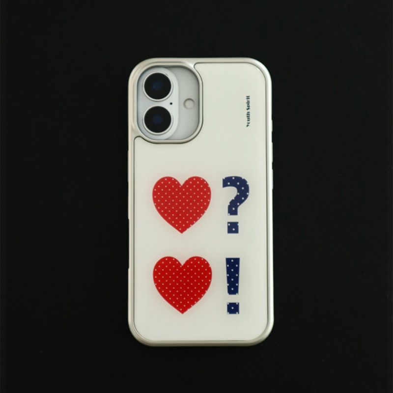 Dot Heart RED Silver Epoxy Bumper Case