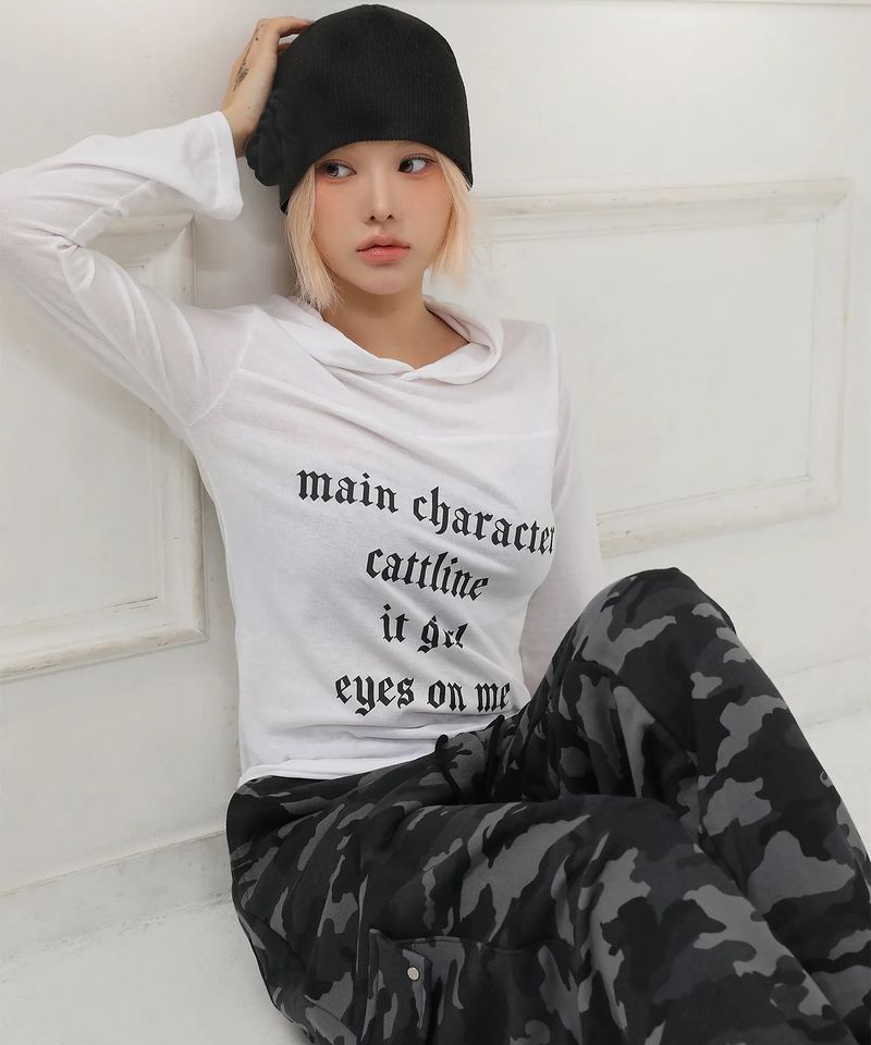 Lettering Hood Long Sleeve