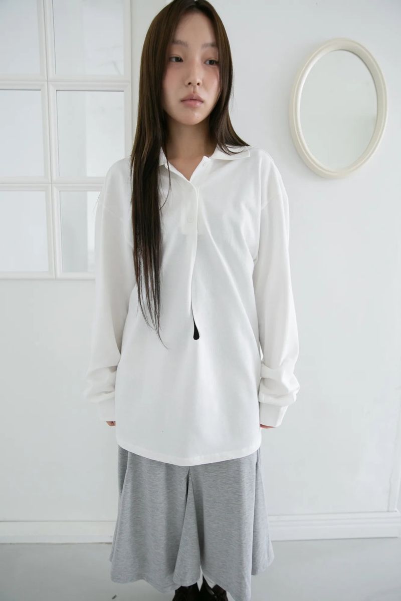 open button collar top(2colors)