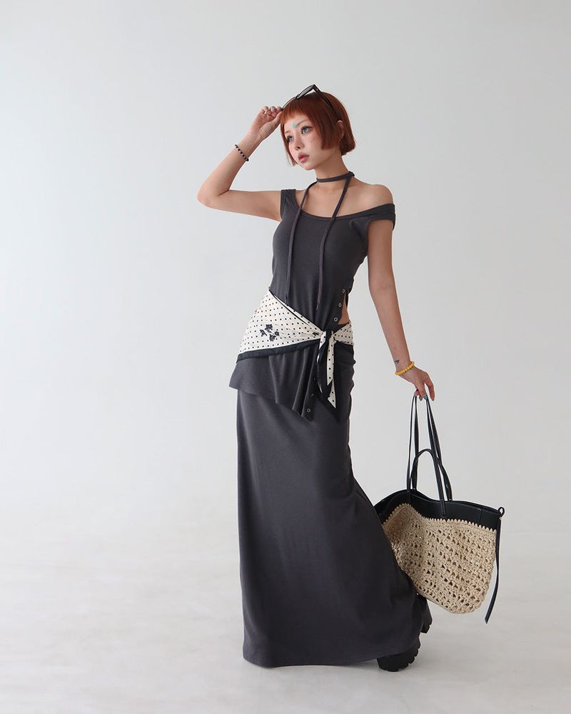 pouch set leather coloring Rattan tote & shoulder bag