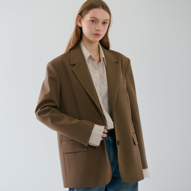 Over-sized Tailored Jacket_Brown