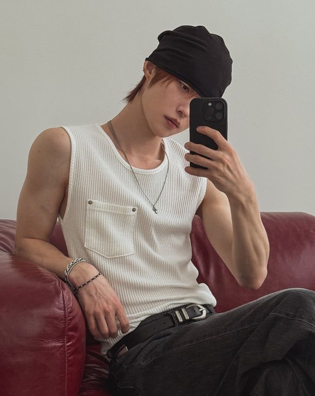 Rivet Pocket Ribbed Sleeveless