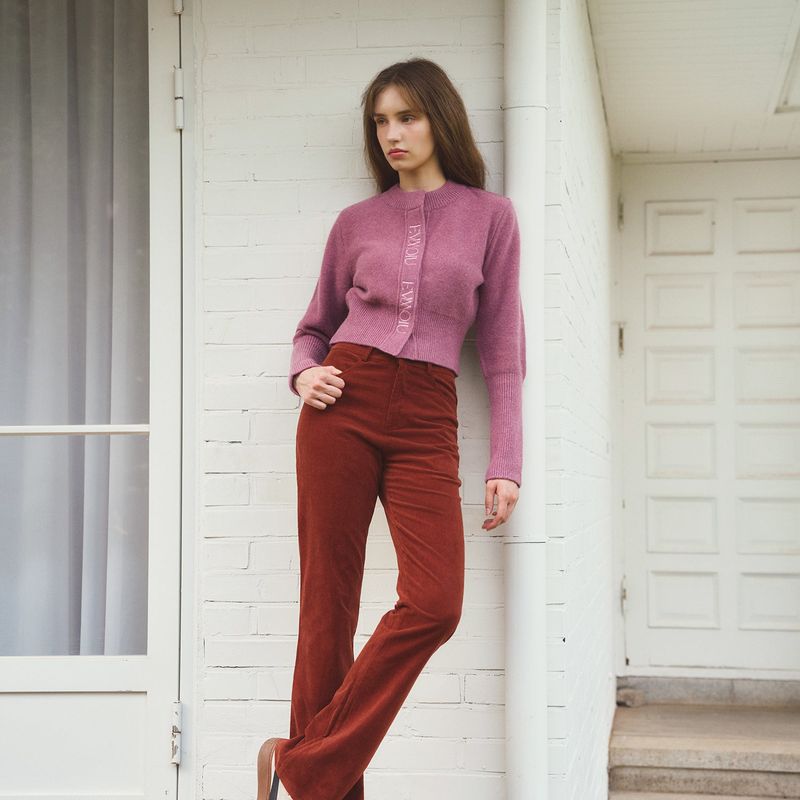 ALPACA SLIM CARDIGAN - FLOWER PURPLE