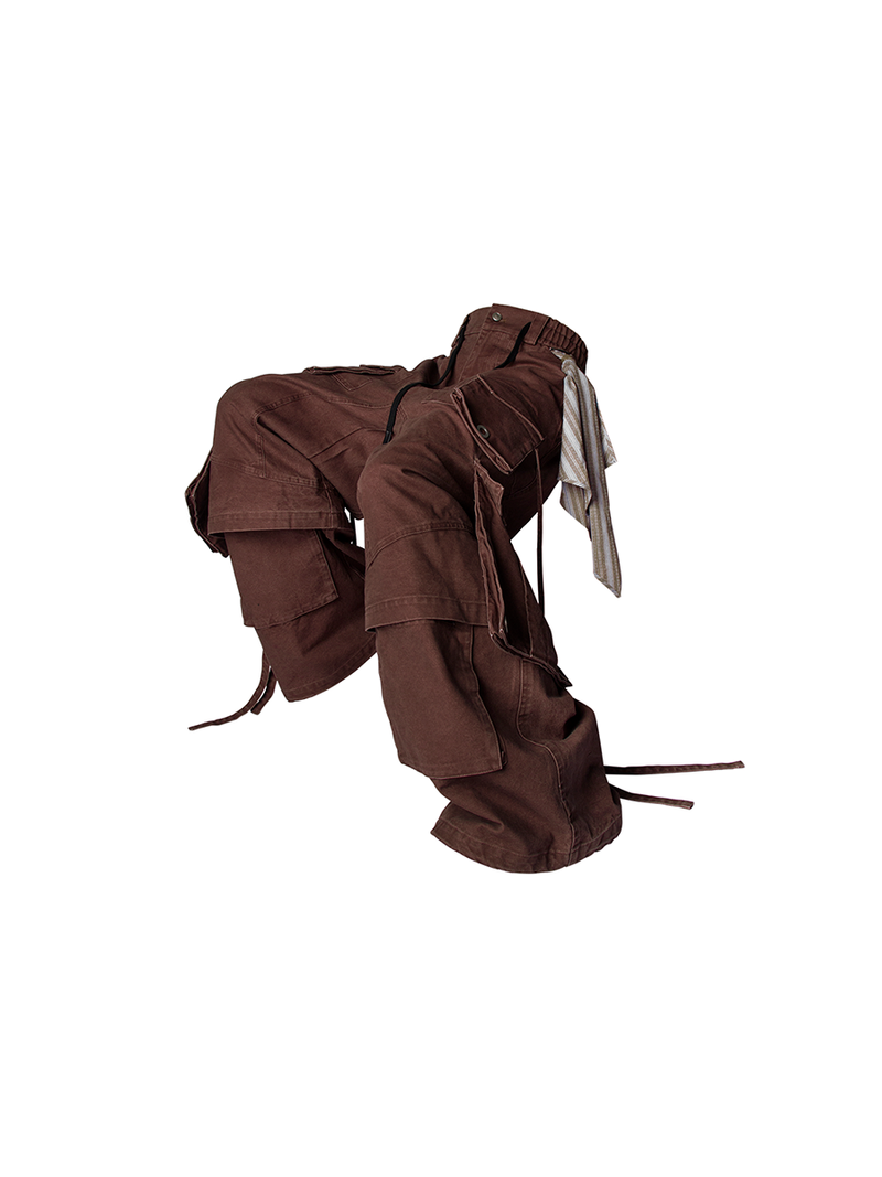 RELABEL Spatial Relations (Quartet) Eight-pocket Overlapping Detachable Distressed Multi-colour Double-jointed Workwear Ribbon Trousers