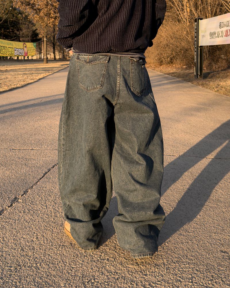 Mauve Back Pocket Wide Denim