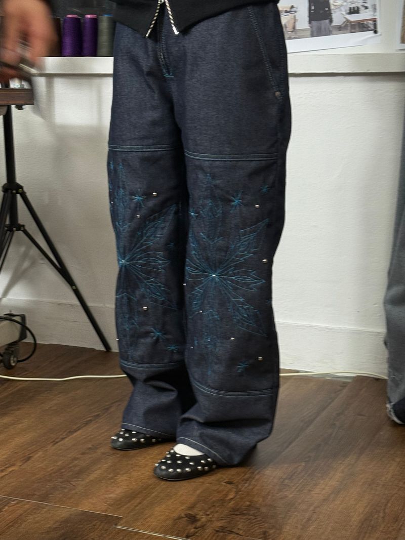  [Hand-Made「007」] Snowflake Studded Pants_Denim&Skyblue