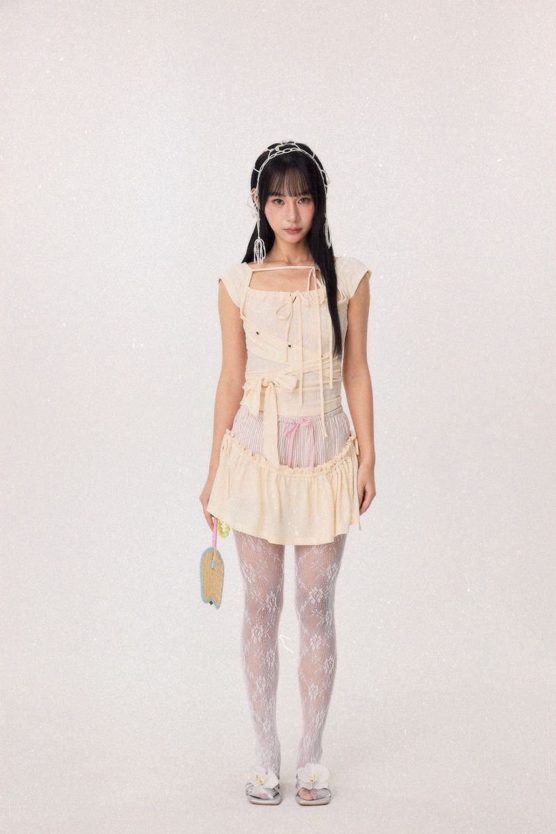 Dear Days Asymmetrical Knit Top (Cream)