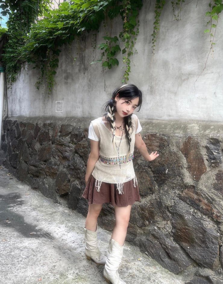 Morigirl linen banding pantskirt