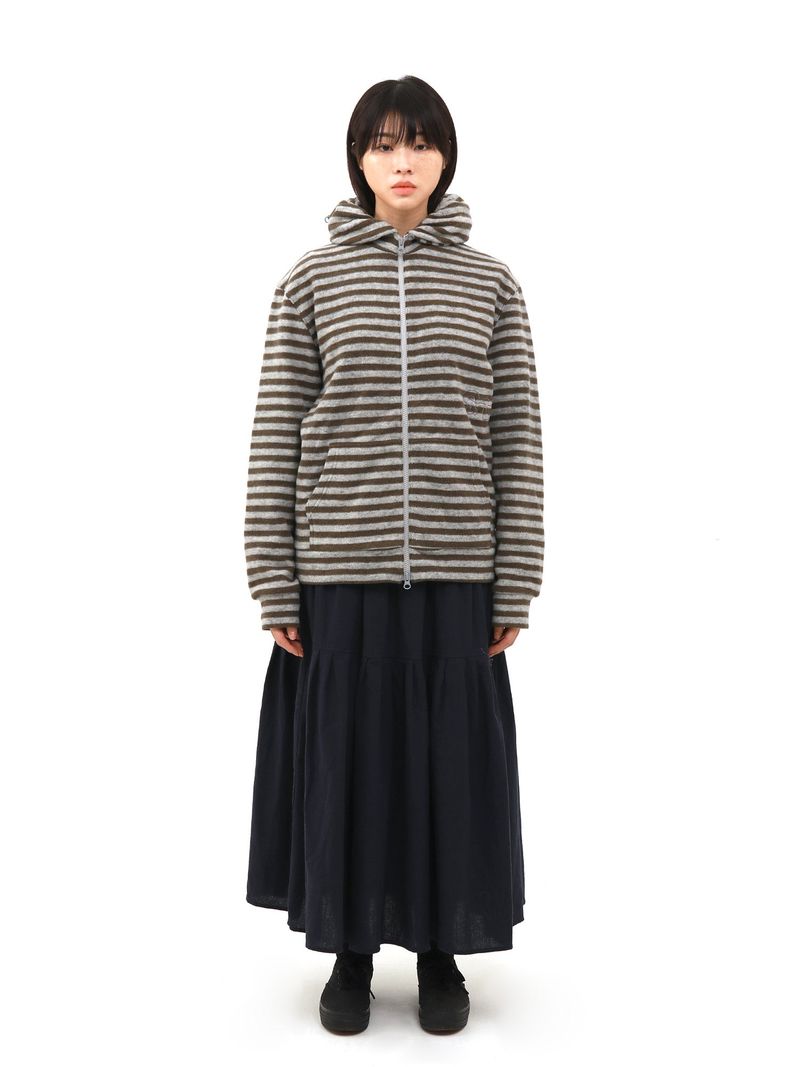  S.T.C. STRIPE FLEECE MUFFLER ZIP UP (KHAKI)