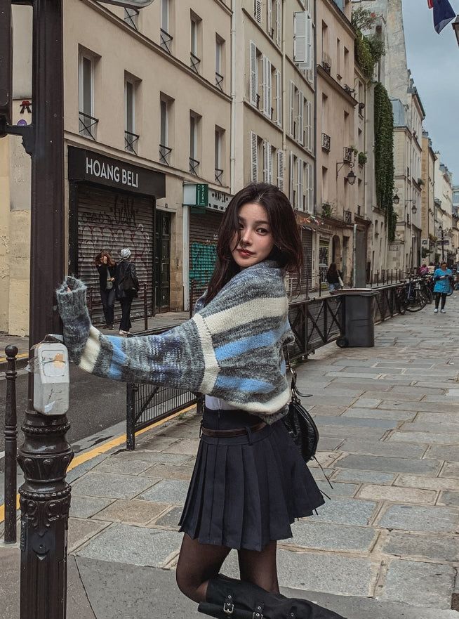 Soap Stripe Two-Way Crop Knit