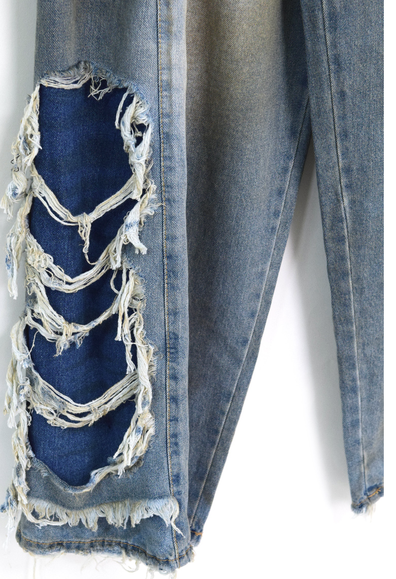 side dirty wide denim pants