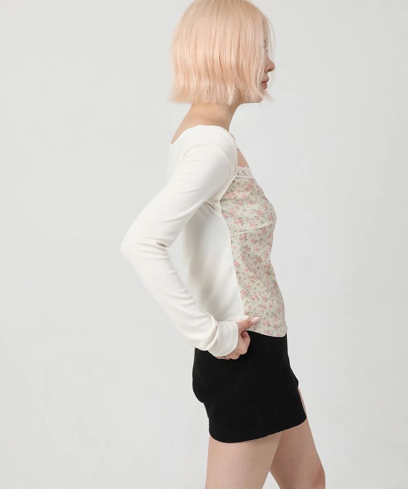 Layered Floral t-shirt_ivory