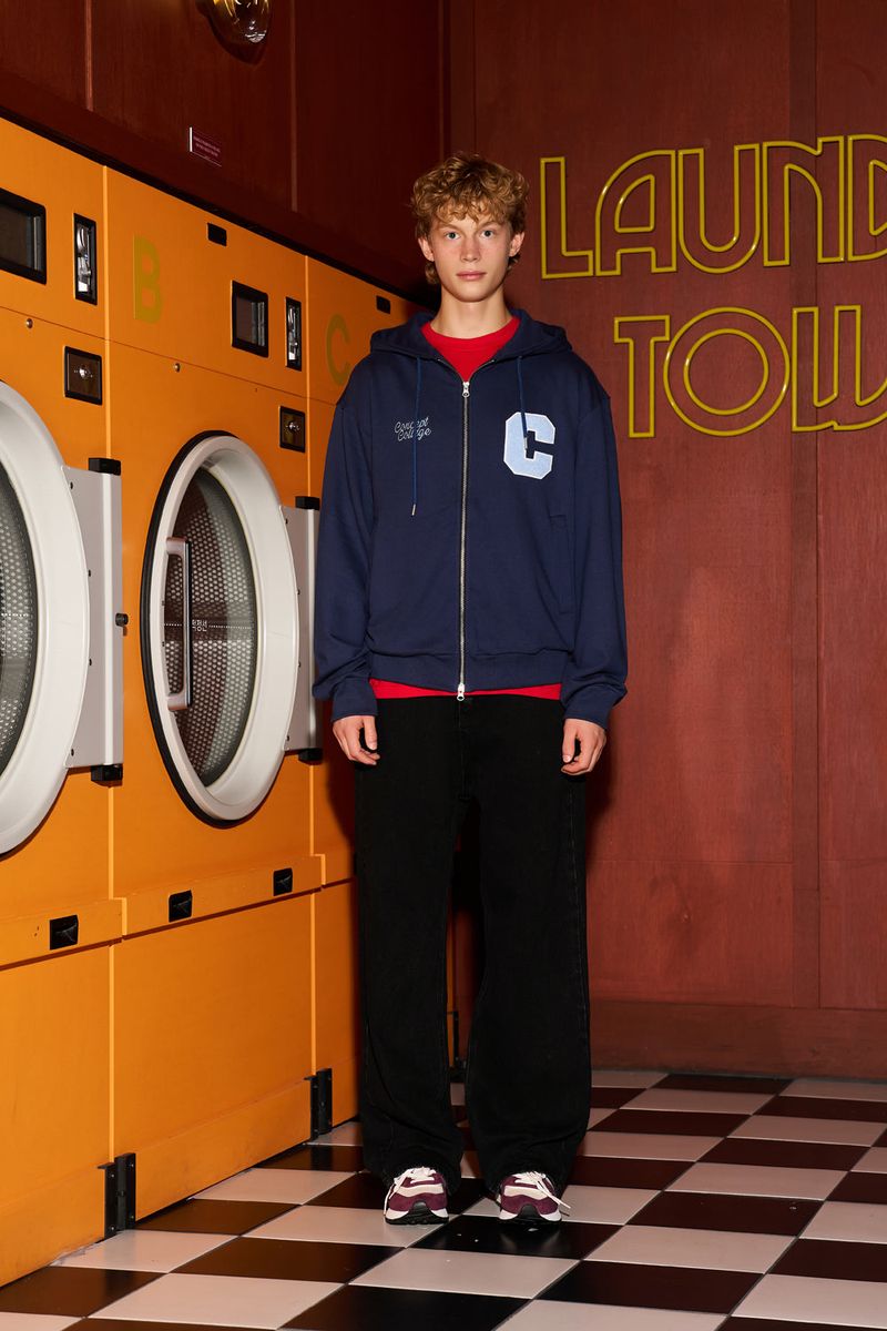 C Patch Zipper Hood Zip-Up / Navy [Unisex]
