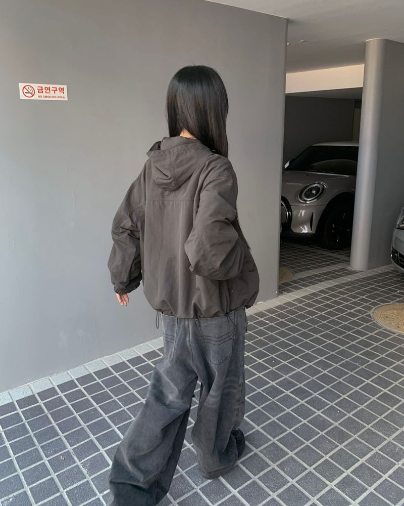 (Unisex) ボタンダメージデニムパンツ