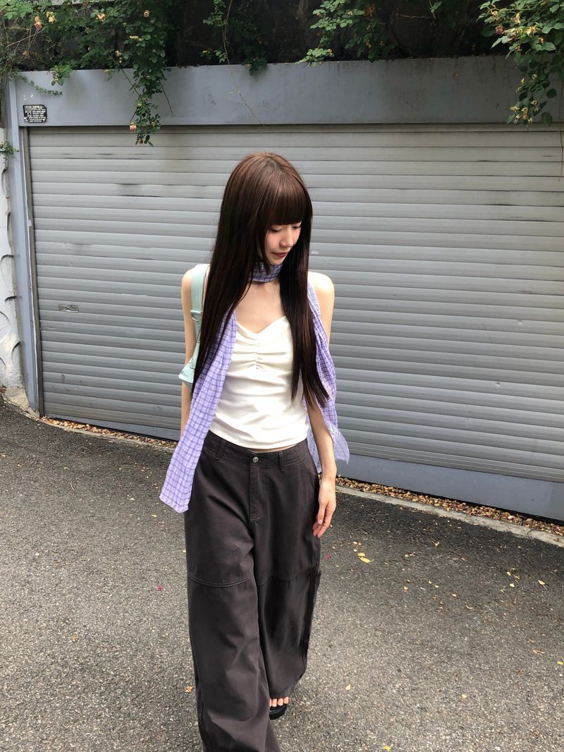 [ORIGINAL] Wimming check wrinkle scarf