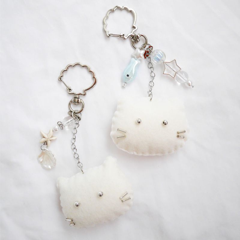 [soft keyring] seaside cat (ivory)