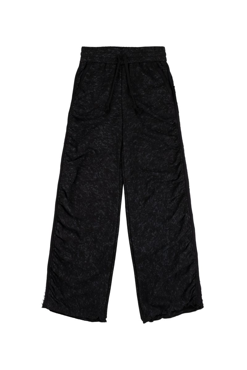 shirring wide banded pants (BLACK)