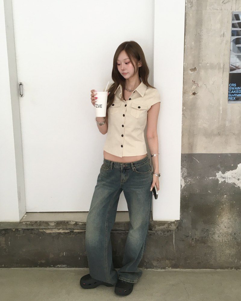 ローライズタンストレートデニムパンツ