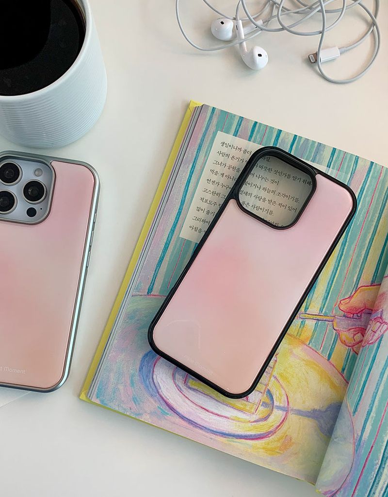 [MADE]ピーチピンク ブラックエポキシ バンパー iPhoneケース