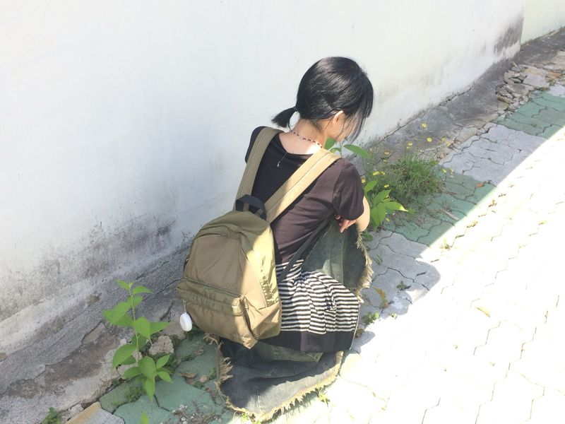 vintage two-tone backpack