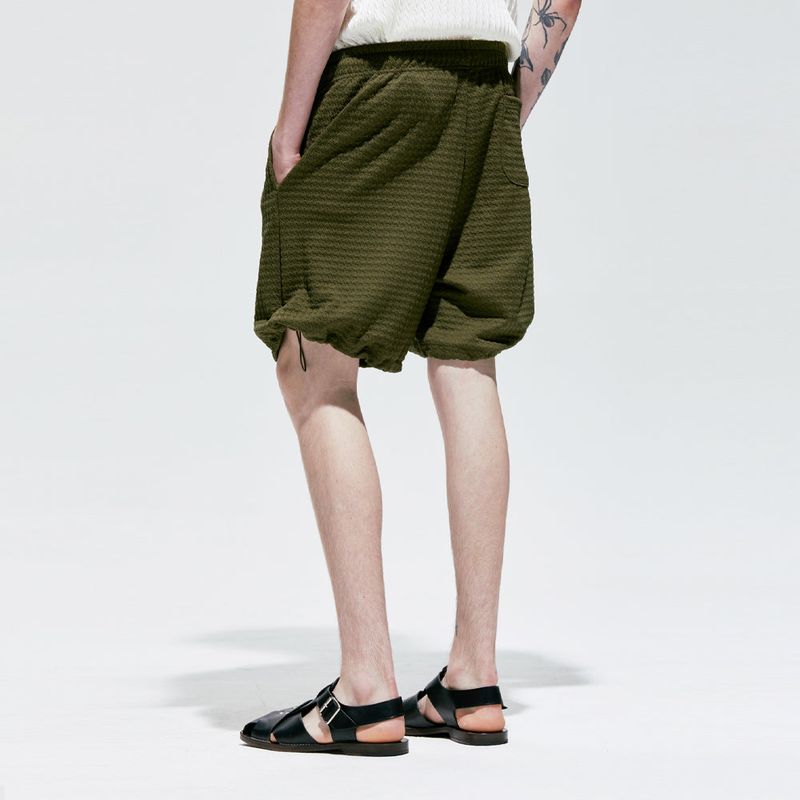 2way waffle half banding pants khaki