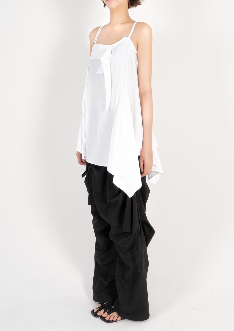  FLAP STRAP DRESS TOP . WHITE