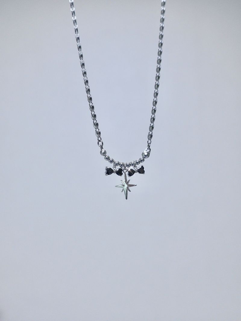black double ribbon twinkle necklace