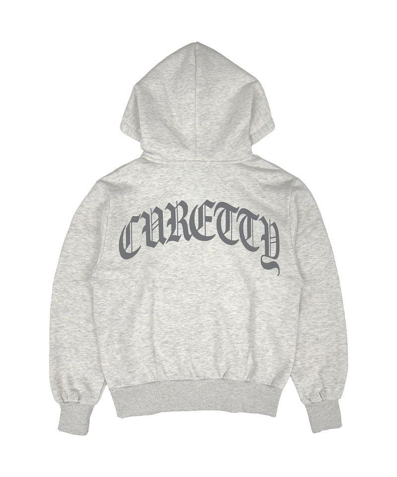 C VELVET LOGO FLEECE ZIP-UP HOODIE_OATMEAL