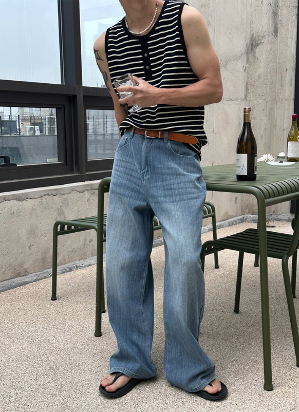 [S/S] Stripe henry neck sleeveless(3color)