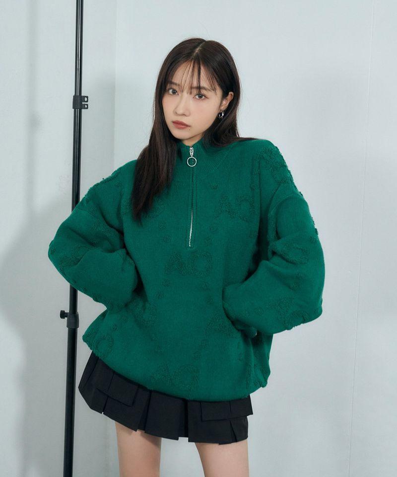 ANDGEEBEE(アンジービー)の「UNISEX モノグラムハーフジップニット(Tops)」