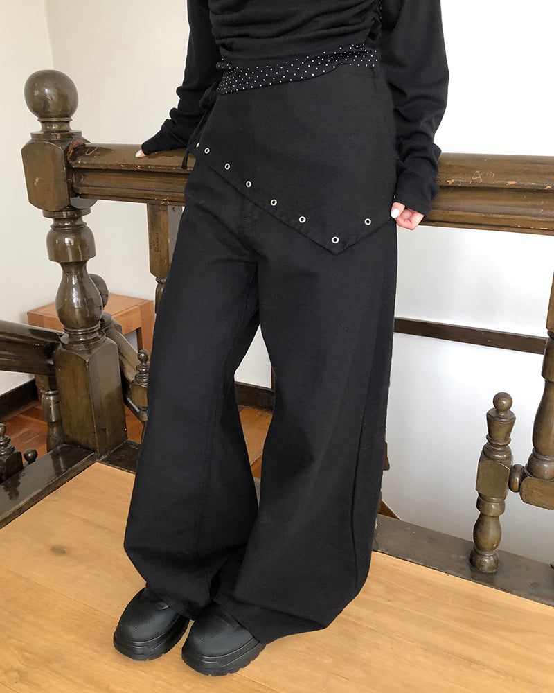 WONDER WONDER(ワンダーワンダー)の「Maon Eyelet Scarf-Layered Cotton Pants(Pants)」