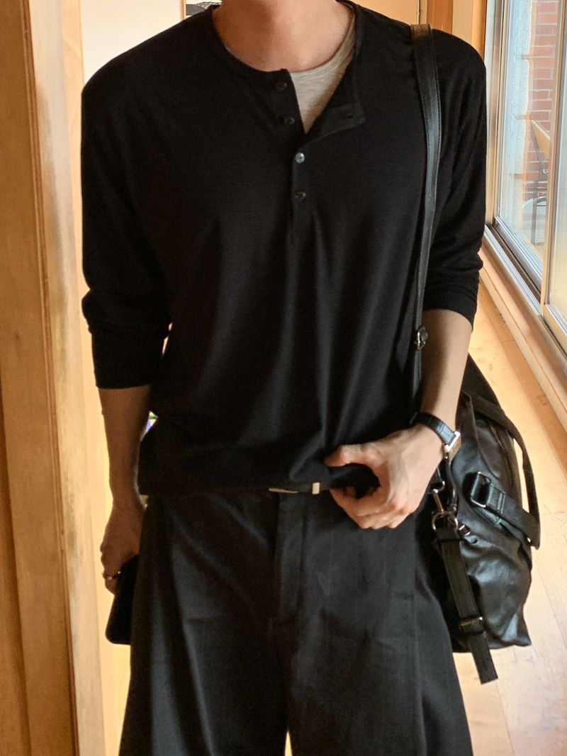 Paul Layered Henley Neck Long Sleeve