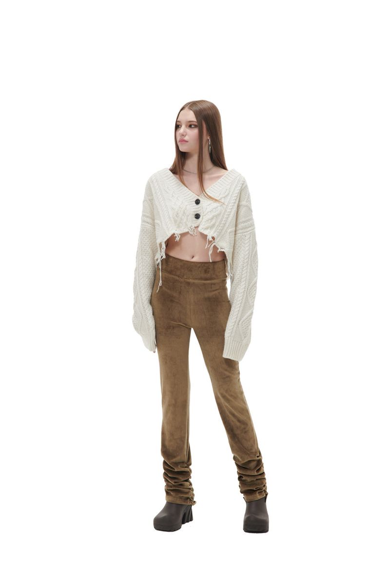 VELVET SHIRRING LEGGINGS