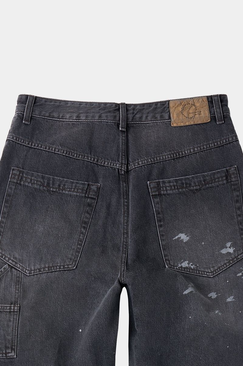 Aged Splatter Carpenter Denim Pants(Washed Black)