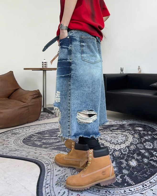 Rica Washed Damaged Bermuda Denim