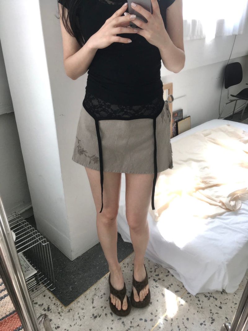 Embroidered wrap skorts