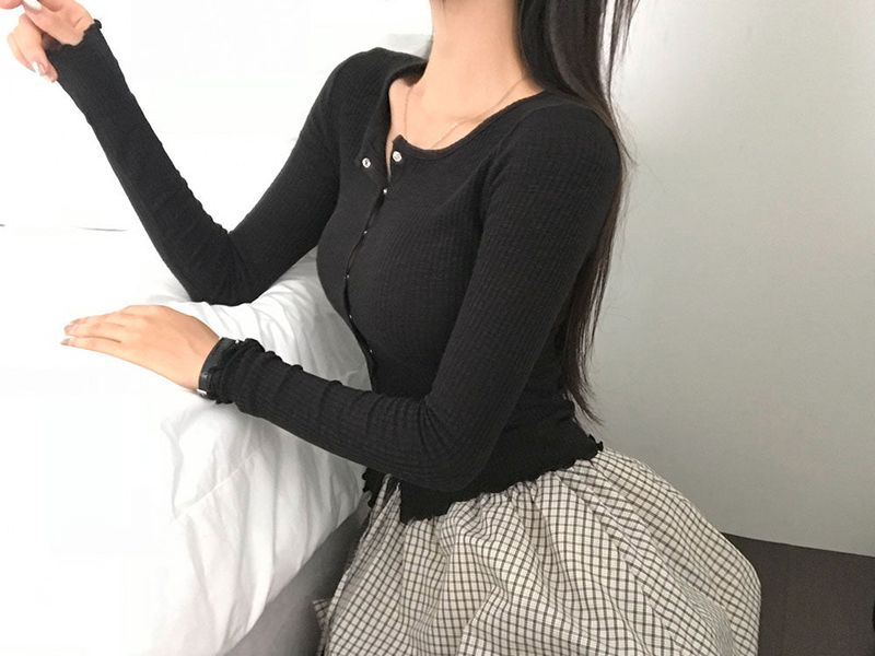 Slim Button Long Sleeve Cardigan