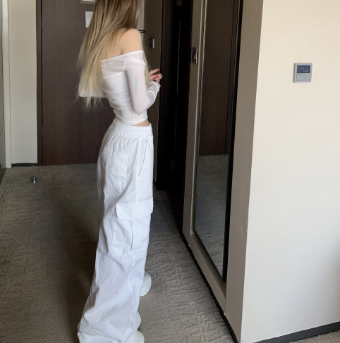 Uncheek Wide White Cargo Pants