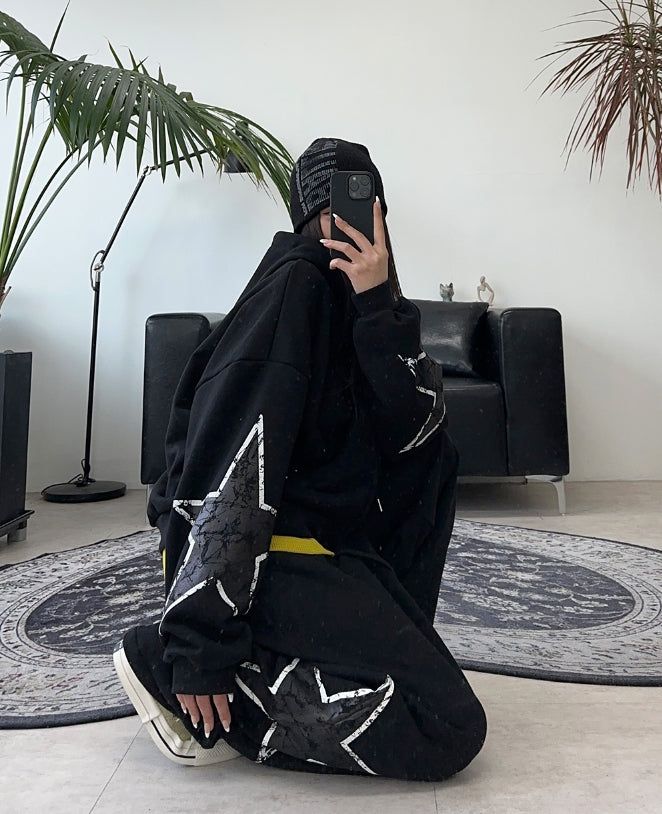Rubid Crack Star Hood Zip-Up