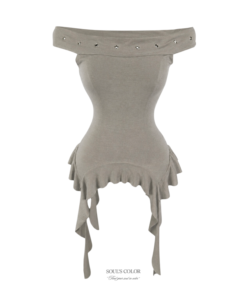 Eyelet Frill Off-Shoulder Top (3color)