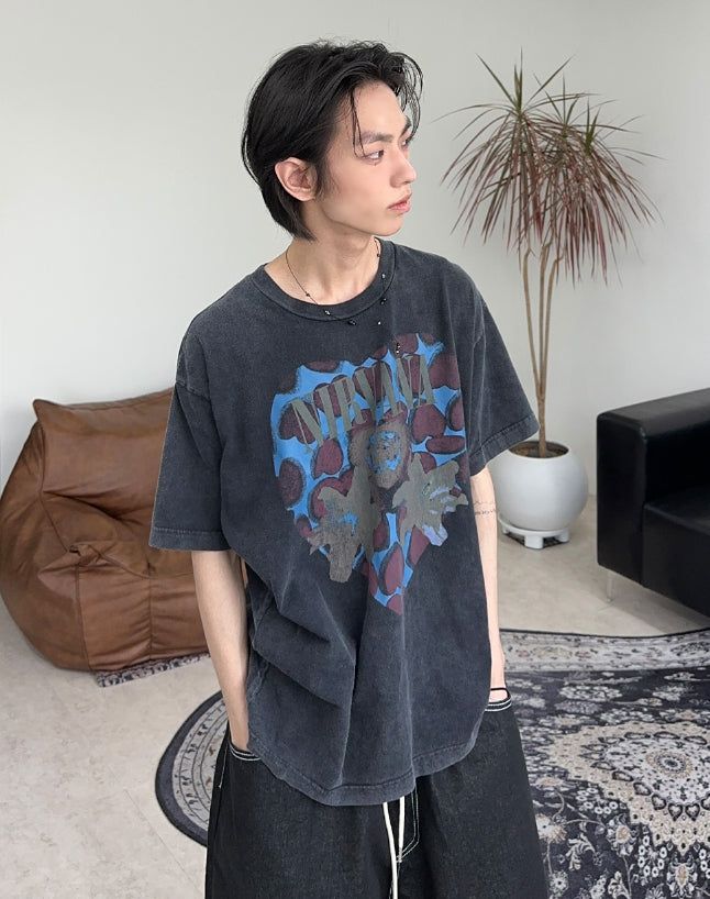 SATIIIZ（サティーズ）の「Penner Heart Washed Short Sleeve T-shirt（Tops）」
