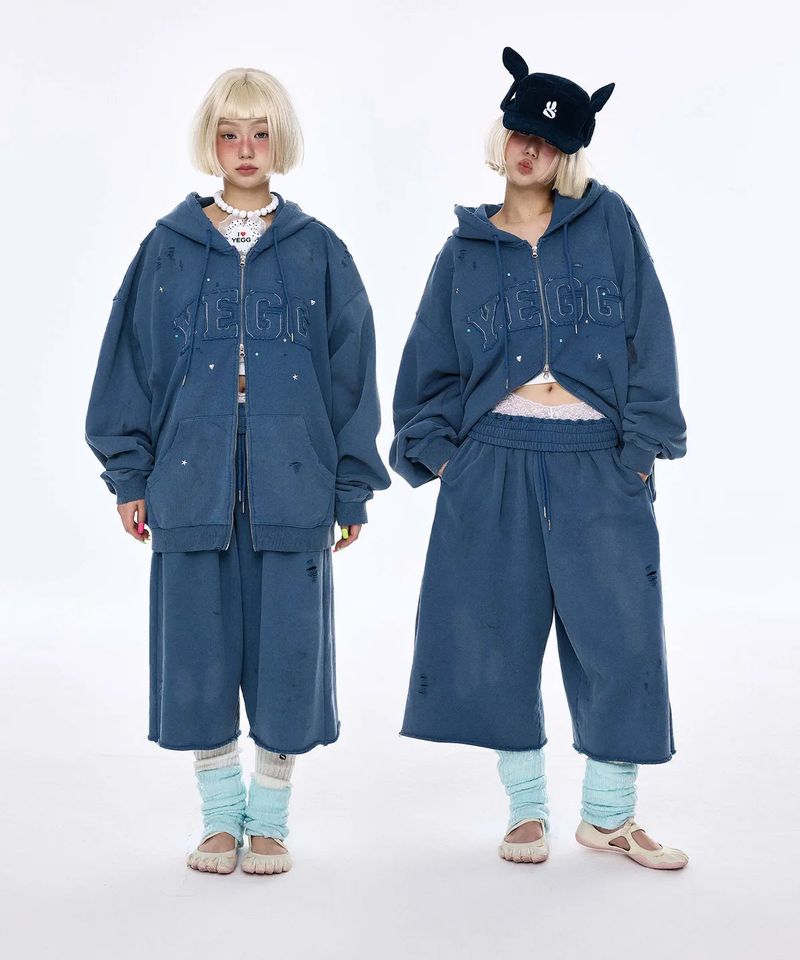 ディストロイドYEGGフーディー ブルー