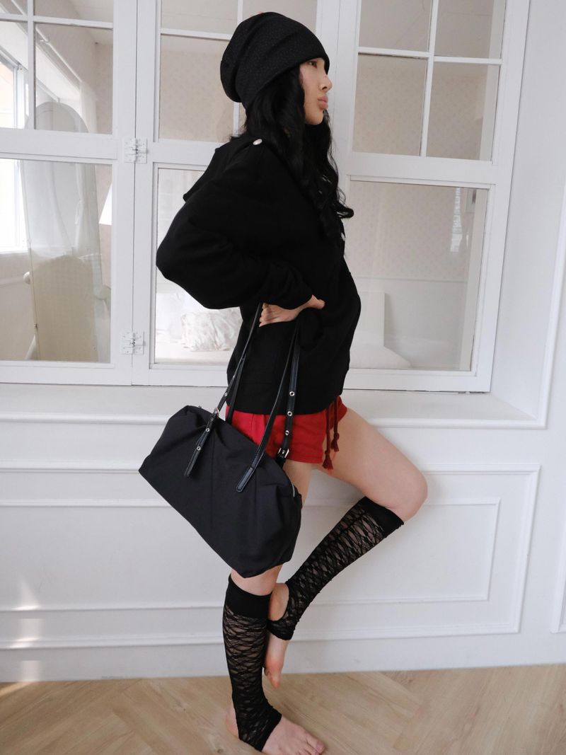 nylon eyelet shoulder bag